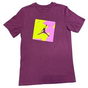 Jordan Poolside Graphic T-Shirt – Bordeaux/Purple/Pink/Lime Green, Size S